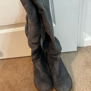 Colin Stuart Grey Suede Knee-High Boots | Over-the-Calf Style